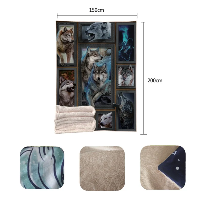 Animal Printed Blanket Double-Sided Thickening Plush Hooded Blanket Super Soft Throw Wrap Wearable Blanket Cloak Cape Home Decor