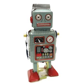 

Children Kids toy Novelty Vintage Mechanical Clockwork Wind Up Metal Walking Robot Tin Toy Kids Gift