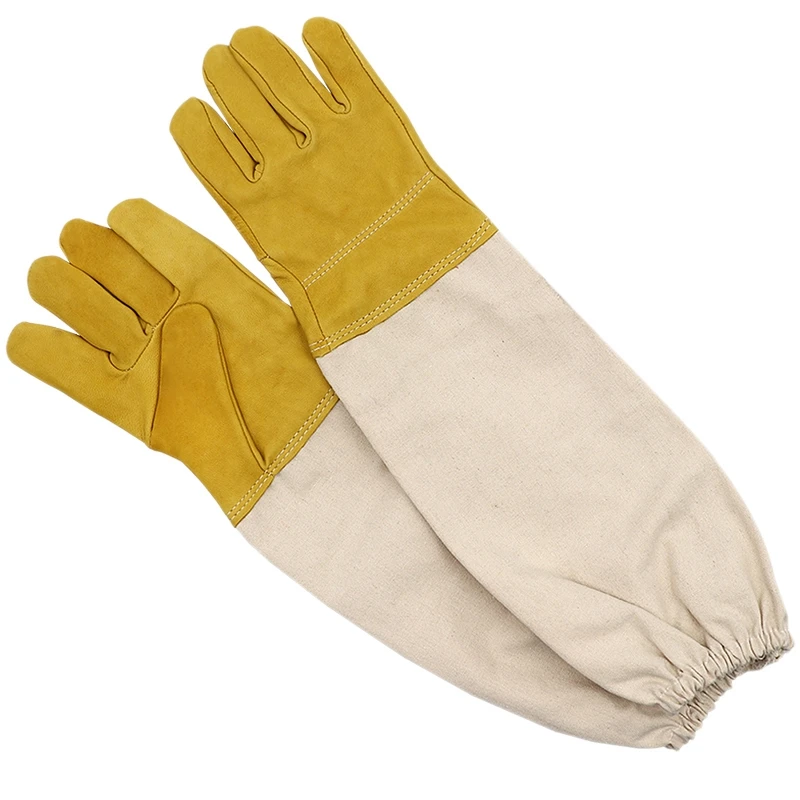 

NEW-Prevent Gloves Protective Sleeves Ventilated Professional Anti Bee for Apiculture Beekeeper Beehive Yellow