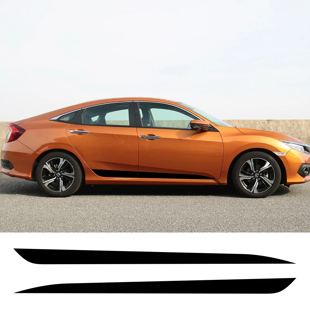 2 шт. для Honda Civic автомобильные наклейки с боковыми полосками виниловая пленка авто гоночный Спорт DIY наклейки для стайлинга автомобиля Тюнинг автомобиля аксессуары