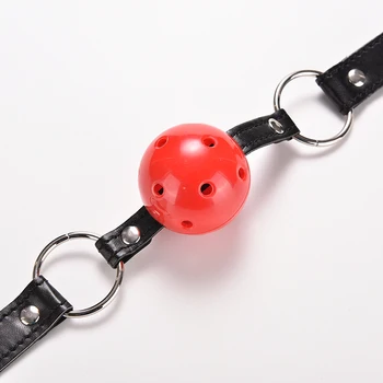 1PCS Adult Games Silicone Ball Oral Fixation Bondage Mouth Gag Mouth Stuffed PU Leather Band Sex Toys for Couples 4
