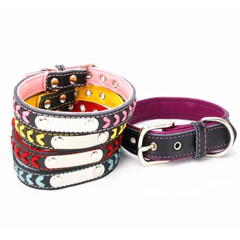 

Genunie Leather Dog Collar Free Engraving DIY Dog Tag Collar Pet Collar Customized Tag On Collar Hand-Woven Dog Coll