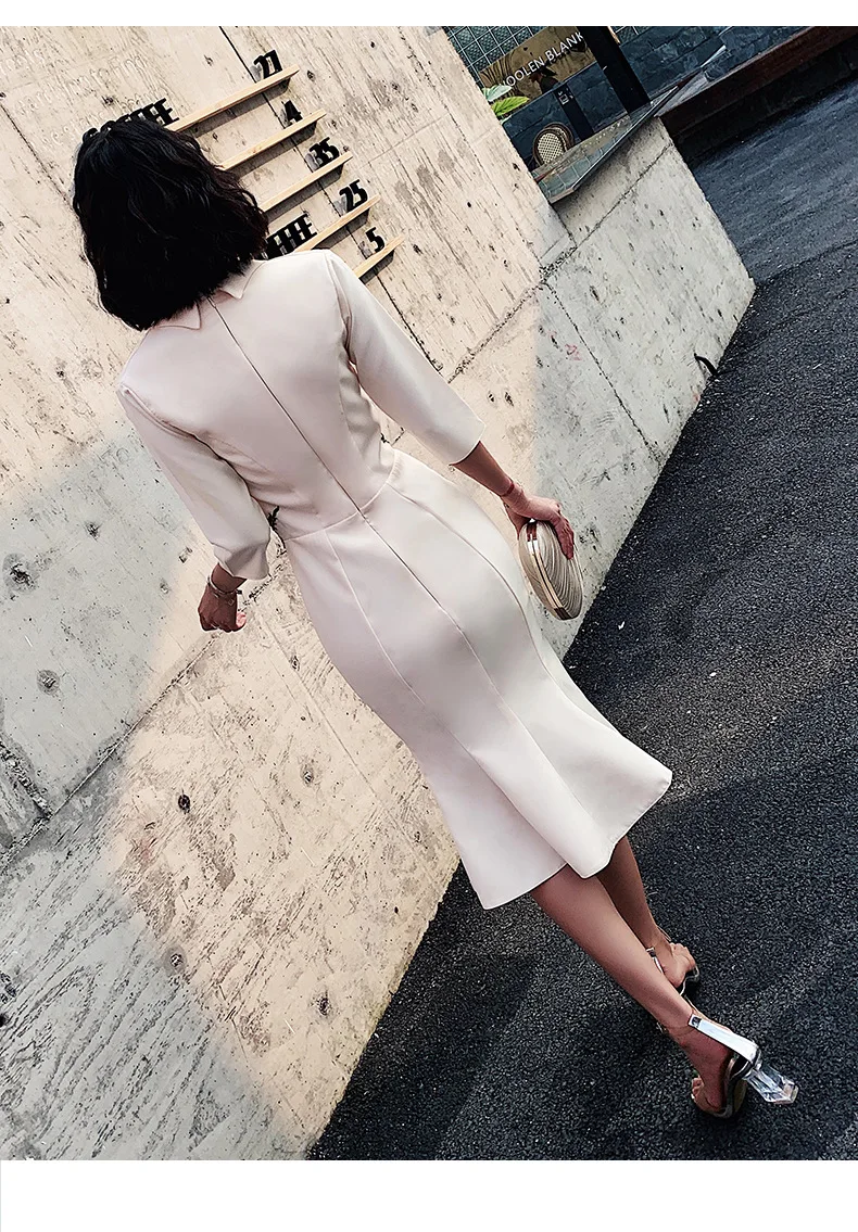 Robe De Soiree элегантные вечерние платья цвета слоновой кости длина до середины икры вышивка простой дизайн ES3095 женские вечерние платья