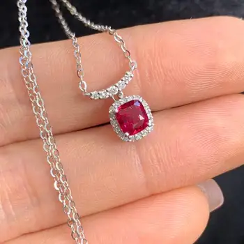 

Y409 Ruby Necklace 1.06ct Fine Jewels 18K Gold Diamond Red Ruby Gemstones Female's Classic Diamonds Jewelry Necklaces