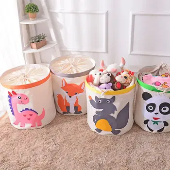 

Cotton Linen Large Laundry Basket Foldable Sundries Storage Bin Baby Kids RoomToy Organizer