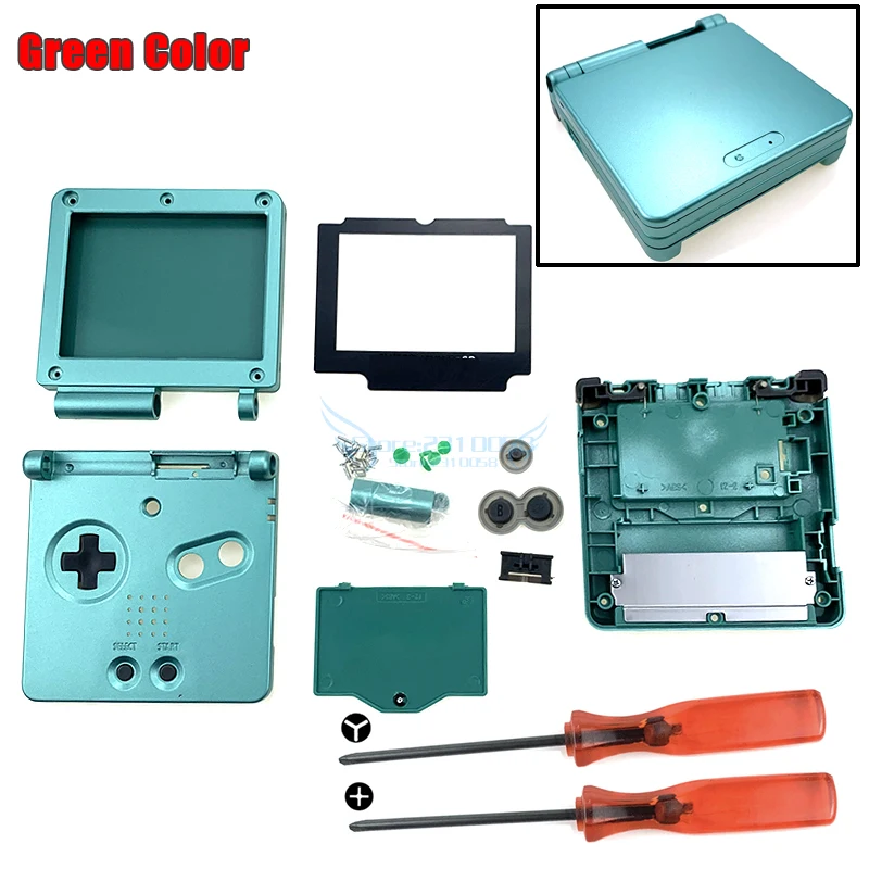 Полный Корпус Замена корпуса для nintendo Gameboy Advance SP для GBA SP чехол для игровой консоли с инструментами для ремонта - Цвет: Green