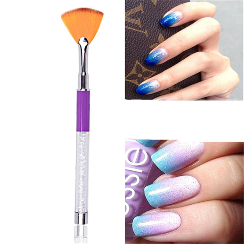 Кисть для дизайна ногтей с линейным градиентом в форме веера стразы ручка