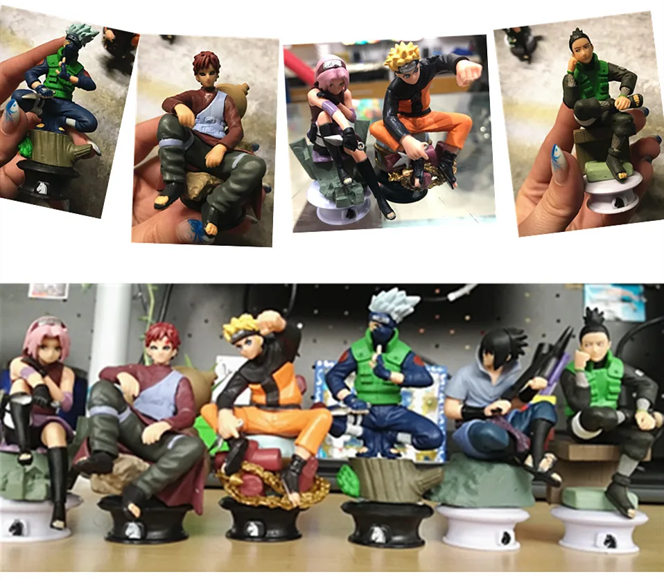 6pcs/set Naruto Action Figures Dolls Chess New PVC Anime Naruto Sasuke Gaara 