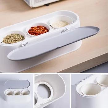 

Ceramic Seasoning Rack Spice Pots Seasoning Box Set Oil Bottle Bowl With Spoon Porcelain Box Large Cover Storage Utensil Kitchen
