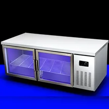 Congelador comercial da geladeira da porta de vidro do blu-ray do refrigerador do aço inoxidável da cozinha da temperatura dobro