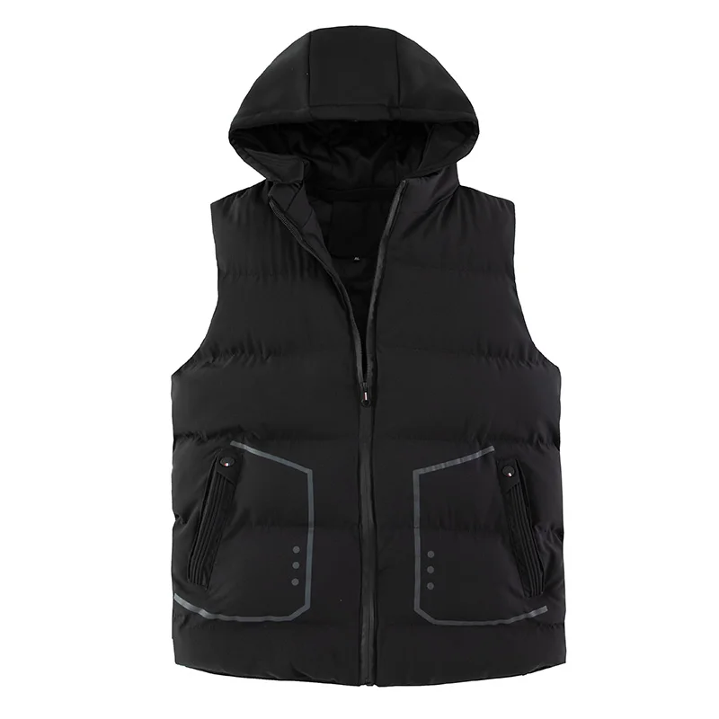 M 8XL Oversize Men's Vest For Autumn And Winter Windproof Hooded Clothes Cotton Padded Outwear