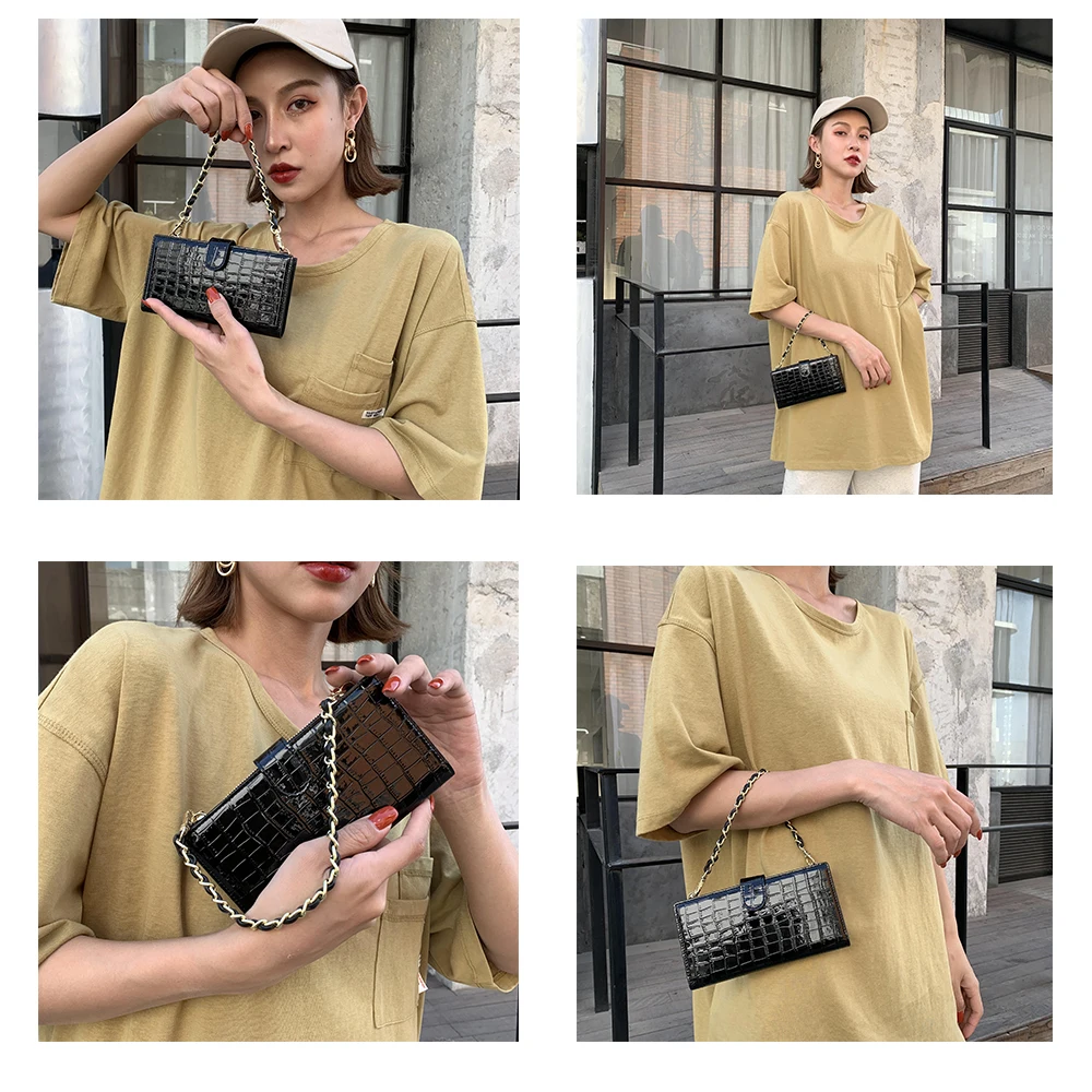 New Fashion Women Crocodile Pattern PU Leather Crossbody Phone Bag For iphone 14 pro Max Multi Pockets Phone Wallet with Handle