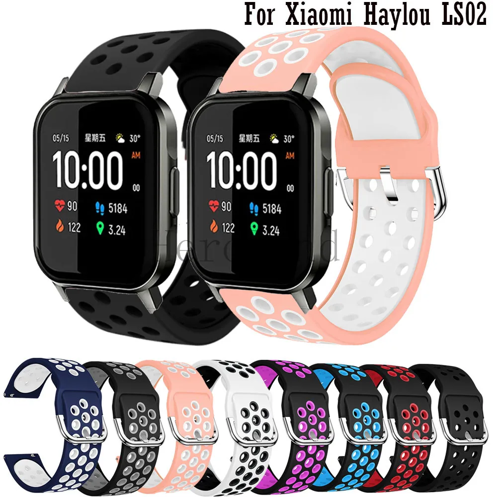 

Watchband Strap For Xiaomi Haylou LS02 Smart Accessories 20MM Silicone Wriststrap Durable Double Color For Amazfit GTS 2 2e Mini