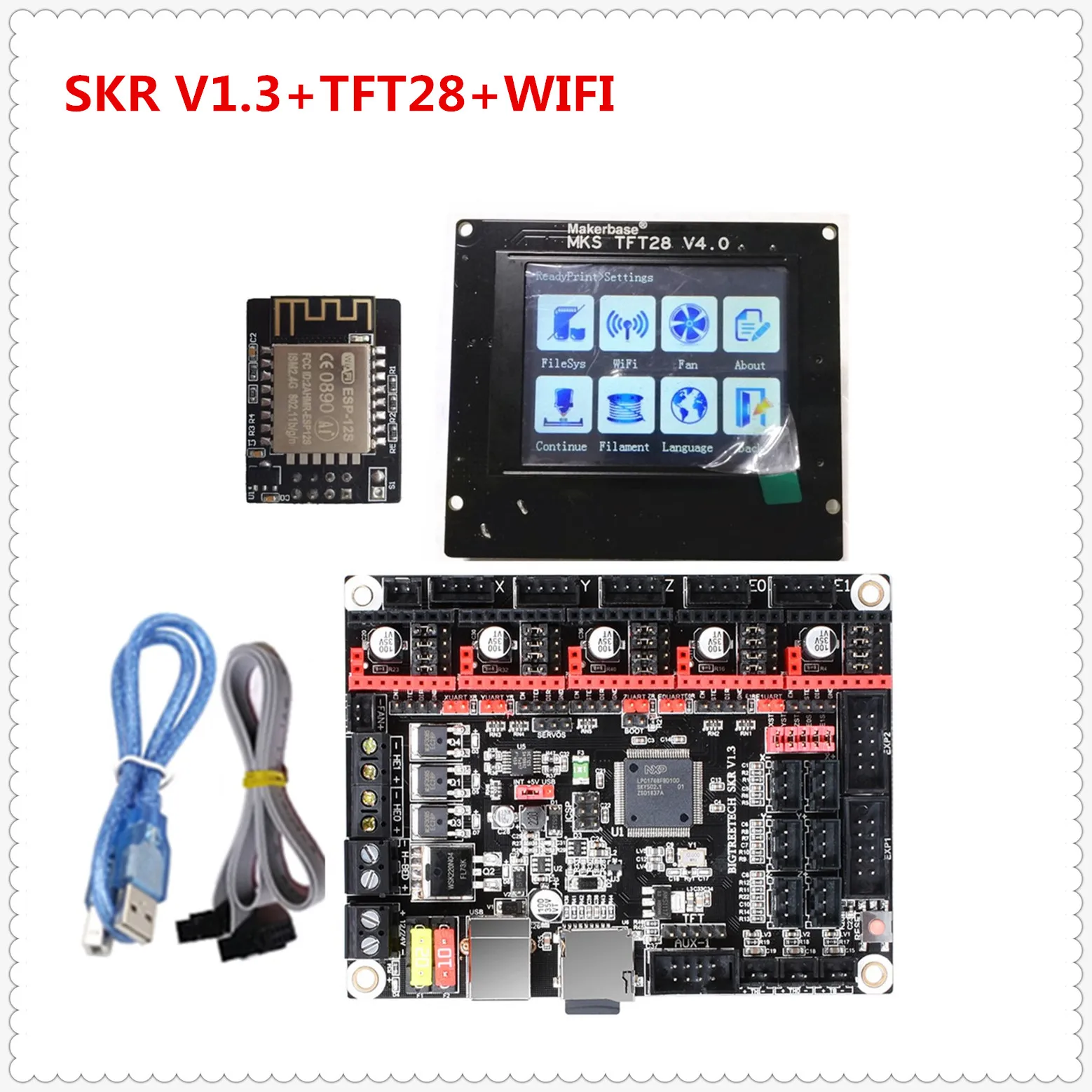 Обновленная пластина для 3D-принтера SKR V1.3 монитор+ MKS TFT 28 V4.0 сенсорный дисплей+ Wi-Fi контроллер запасной блок для 3D-принтера контроллер