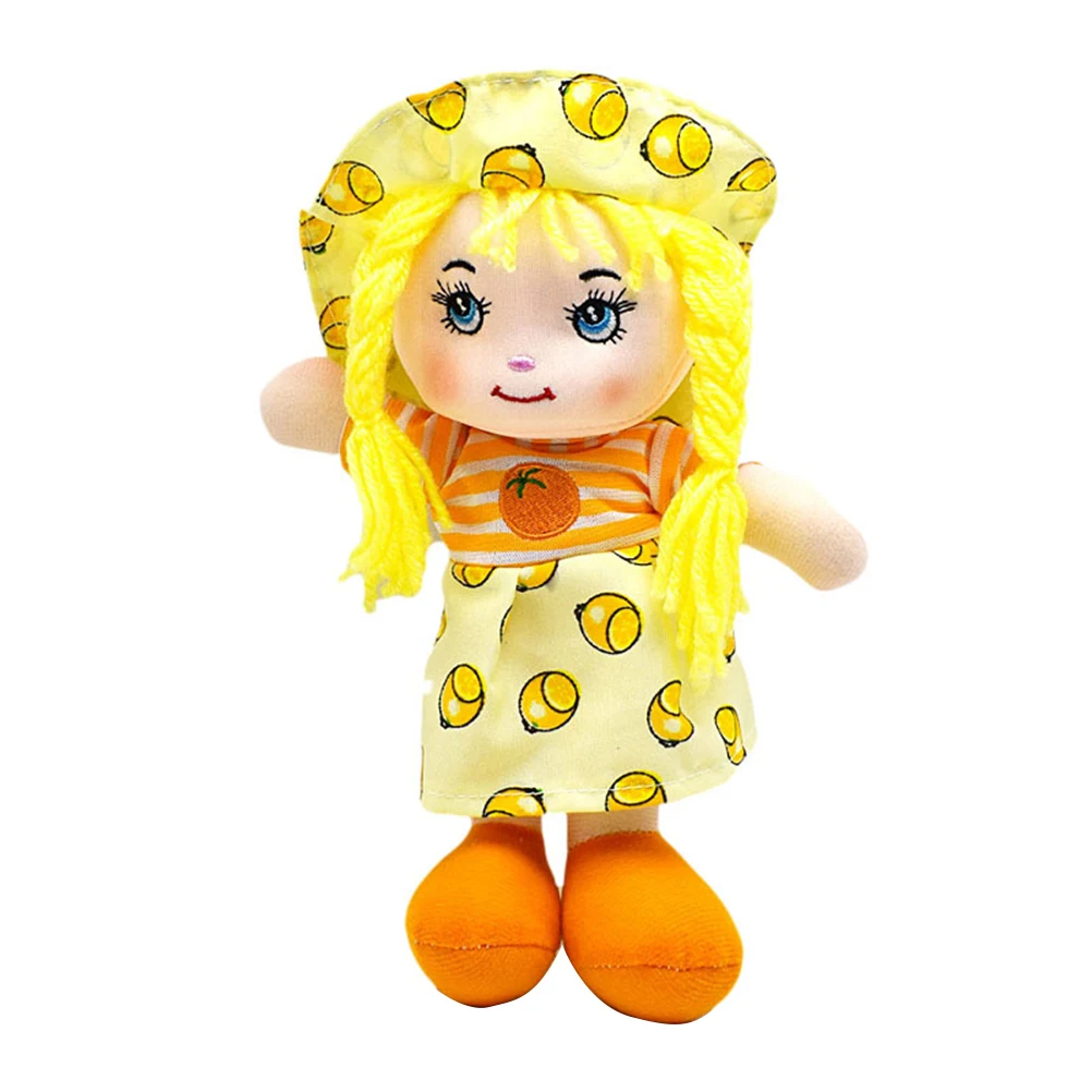 25cm Soft Cartoon Kawaii Fruit Skirt Hat Rag Dolls Cute Baby Cloth Toys Children Birthday Gifts for for Baby Girl Pretend Play - Цвет: Orange Yellow