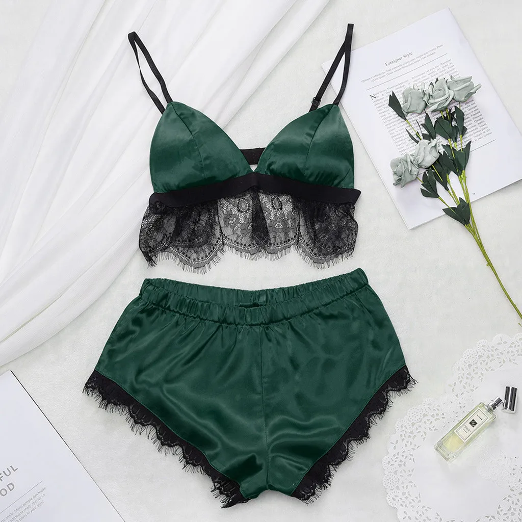 

Sexy Sleepwear Women's Pajama Set Lingerie Lace Sleeveless Sleepwear Beautiful Ladies Nightwear Sleepwear Silk Robes For Women