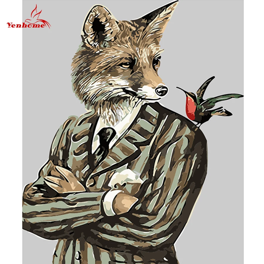 

DIY Oil Paintings By Numbers Gentle Fox Wall Picture for Living Room Drawing Coloring by Numbers Canvas Painting Wall Art Poster