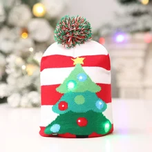 Рождественские шапки, рождественские украшения, вязаные шапки Санта-Клауса со снежинками, светодиодный колпачок для рождества, новогодние вечерние украшения