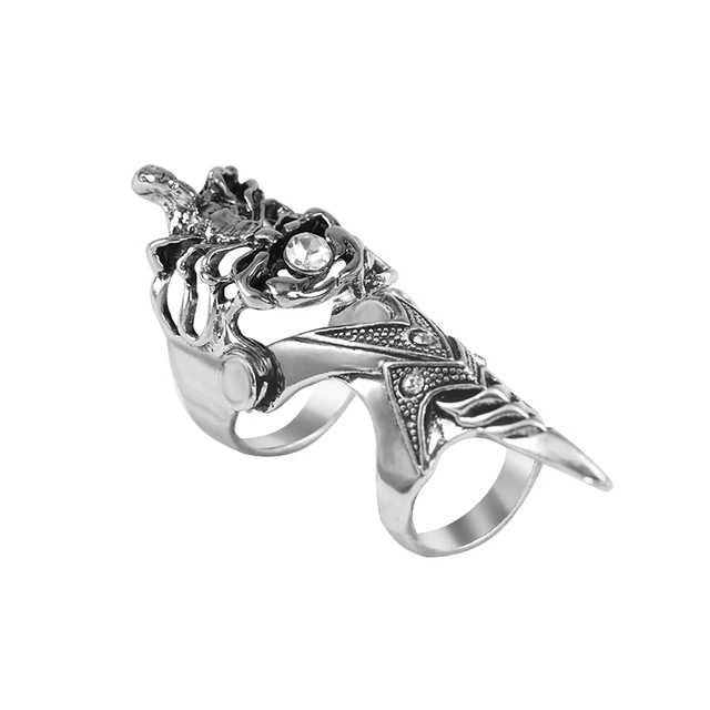 Hot New Domineering Men's Ring Punk Style Animal Scorpion Ring Alloy Inlaid Rhinestone Gothic Exaggerated Fashion Jewelry Gift JZ214