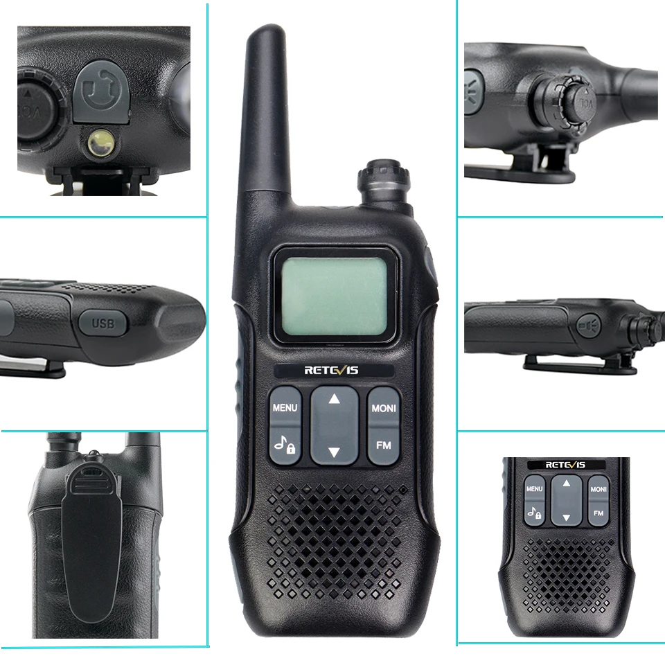 Walkie Talkie 2 pcs Retevis RT16 PMR446 Uhf Two way Radio VOX NOAA Weather Alert USB 4