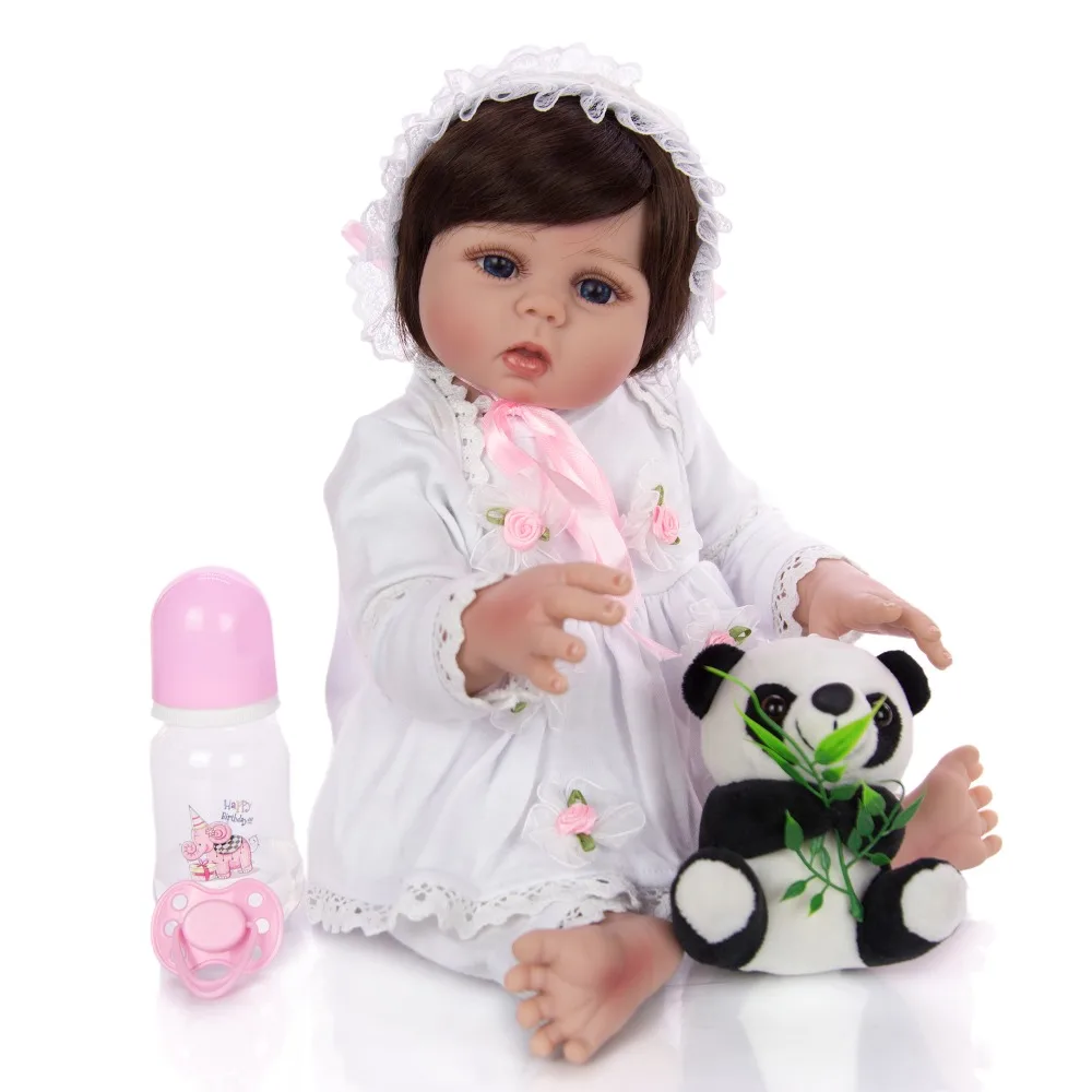 45 см bebe Кукла reborn для маленьких девочек кукла в белом платье полное тело мягкий силиконовый реалистичный ребенок reborn boneca гладкие волосы Ванна игрушка