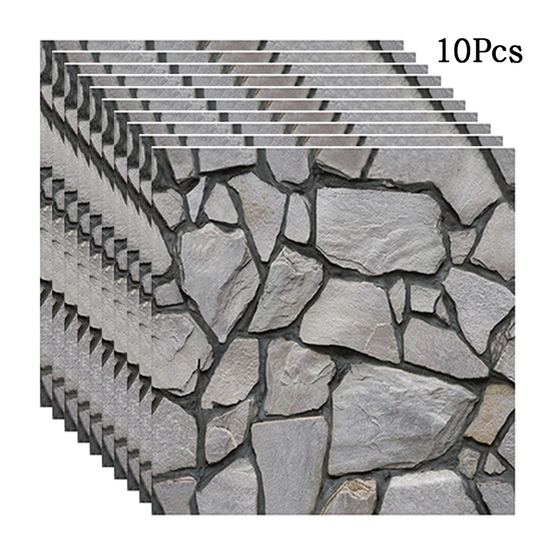 

Home Wall Sticker Room Decoration Safe Non-toxic Background Accessories PVC Mosaic 10 Pcs/set 3D Simulated
