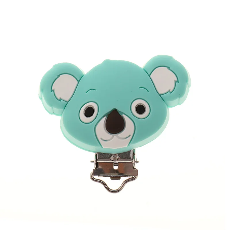 Fkisbox 2pcs Mouse Pacifier Clip Silicone Bead Baby Teether& Plastic Teething Accessories Nipple Clasps Toy DIY Round Koala