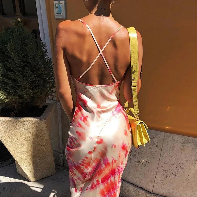 

Backless Bodycon Long Dress 2019 Summer Casual Satin Boho Beach Bohemian Dresses Open Back Sexy Club Party Wear Women Clothing