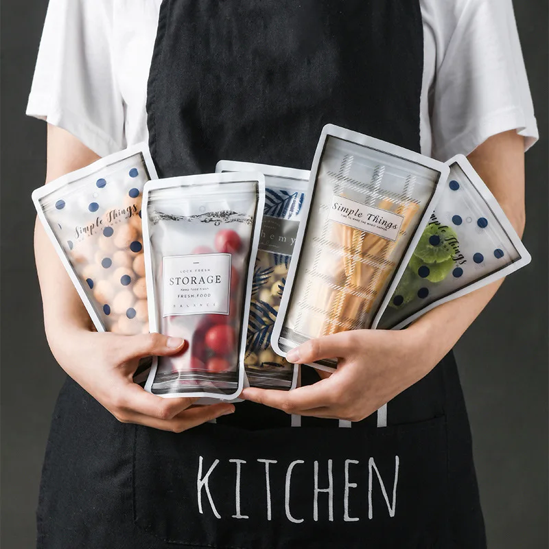 

5Pcs Food Storage Bag Portable Transparent Food Packing Bag Snack Dry Fruit Vacuum Sealing Fresh Bags Ziplock Kitchen Organizer