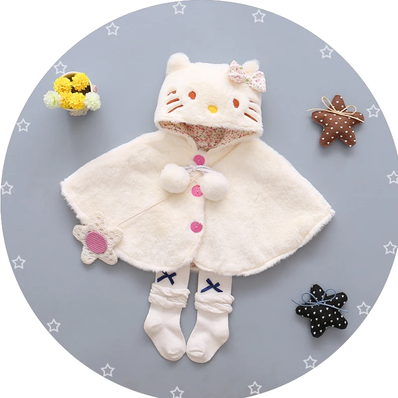 Emmababy, новинка года, одежда для малышей милая куртка-пончо с капюшоном и рисунком кота для девочек верхняя одежда, теплое пальто для детей розовый, стильный, милый, CX