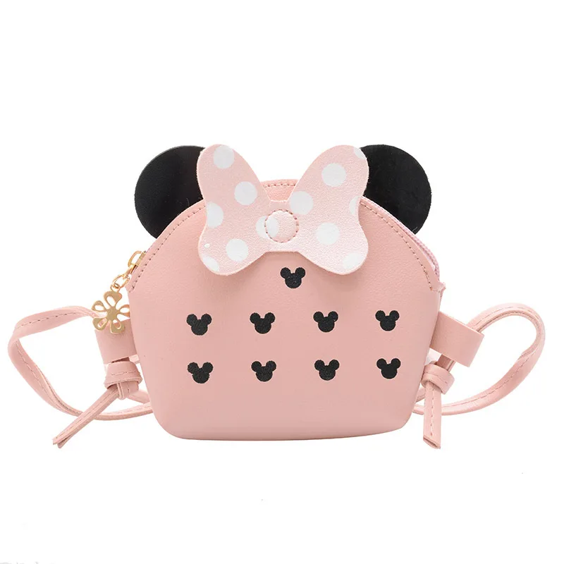Disney cartoon Minnie Mickey PU children's female decorative bag shoulder bag diagonal mobile phone coin purse