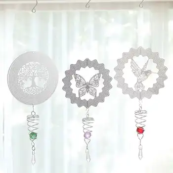 

Wind Chimes Stainless Steel 3D Rotating Wind Spinner Hanging Wind Mill Spiral Rotating Windchime Garden Yard Home Decor Hook