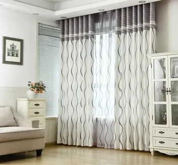 

Classic black and white stripe flat environmental protection printing curtains living room bedroom dining curtains
