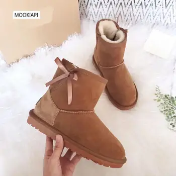 

2019 Europe's highest quality snow boots, real sheepskin, 100% natural wool, latest lace up women's shoes, free delivery