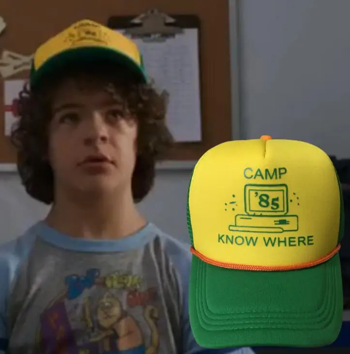 

2019 Stranger Things Dustin Hat Retro Mesh Trucker Cap Yellow Green 85 Know Where Adjustable Cap Gift Halloween