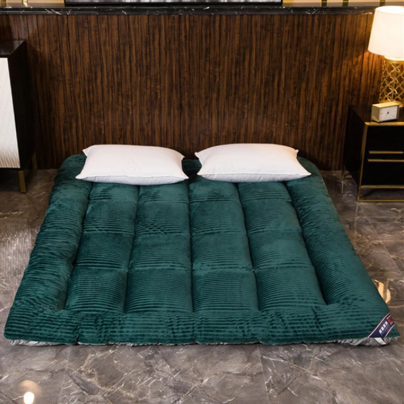 10cm Comfortable Soft Foldable Tatami Mattress Winter Single Double Thick Warm Milk Velvet Topper Mattress Twin Queen King Size