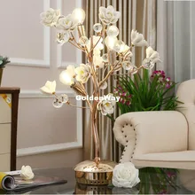 Европейская Цветочная Хрустальная настольная лампа d45см, нордическая K9, настольная лампа, лампы для гостиной, спальни, освещение, AC светодиодный Настольный светильник