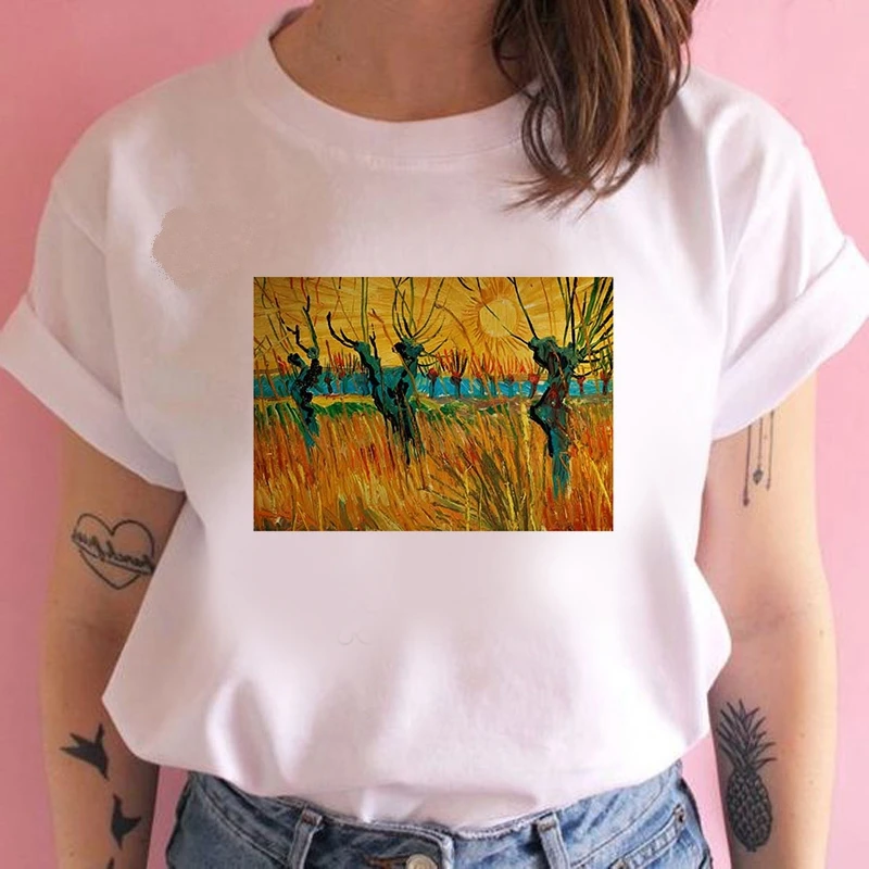 2020 Fashion Women Harajuku Van Gogh's paintings Printed T Shirt Casual Short Sleeve Women's T-shirt Soft Female T shirt