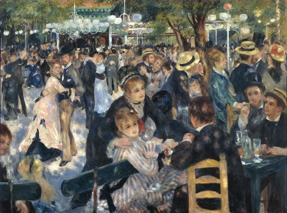 

2 Handmade Art Paintings by Teachers - The Ball at The Moulin de la Galette Pierre-August Renoir famous - Oil Painting on Canvas