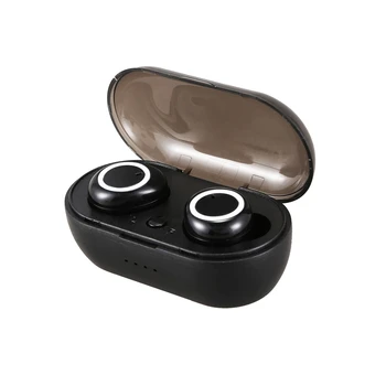 

W12 Bluetooth Headset, TWS Bluetooth 5.0 Mini Button Sports Stereo Wireless Headset-Black(Silver Circle)