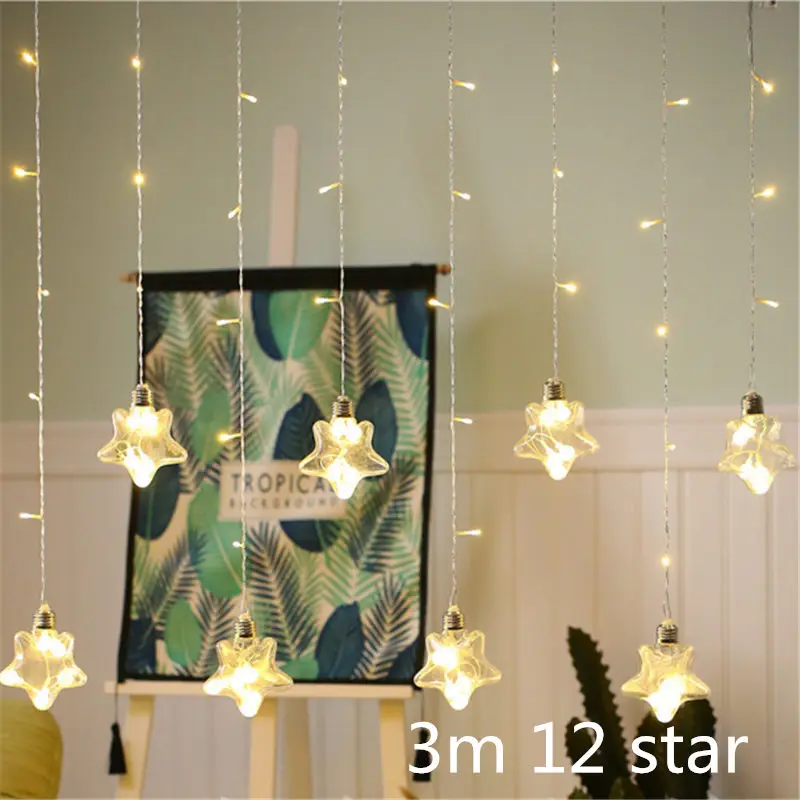 

Wedding Decoration Star Wish Curtain Fairy Lights Birthday Party Decorations Kids LED Garland New Year 12 Lamp Baby Shower Decor