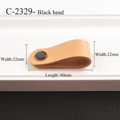 6 цветов/кожа и латунь ручка и ручка простые ручки для шкафа скандинавские выдвижные ящики мебельные ручки длина: 60 мм/2,36'' - Цвет: C-2329-bense-hei