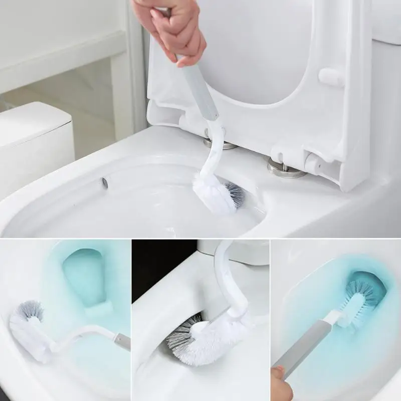 Plastic Bathroom Trash Can with Toilet Brush Waste Dustbin Garbage Bucket