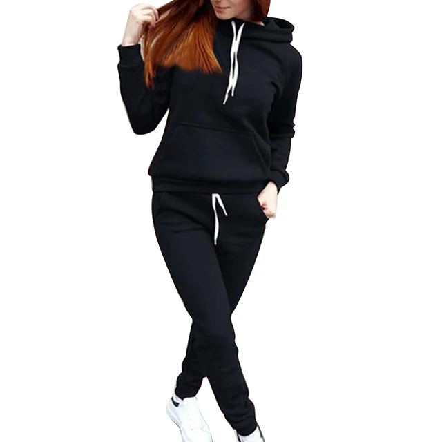 Hot Sale Simple Women's Autumn Sports Suit Hooded Sweatshirts And Pants Set For Exercise NOV99 2