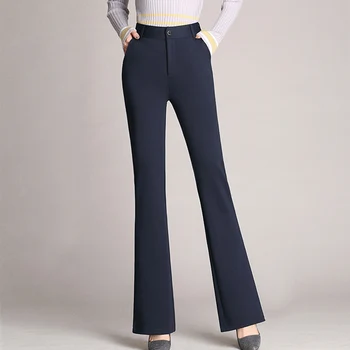 

Plus Size Women Trousers Flare Suit PantsTummy Control High Waist Pants FEA889