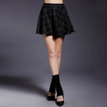 

Women High Waist Skirt 2020 Spring Summer A-line Skirts Black Girls School Uniform Plaid Mini Skirts