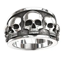 Высокое качество байкерское кольцо панк много черепа кольцо для мужчин властный Череп Дьявол панк рок хип хоп ювелирные изделия