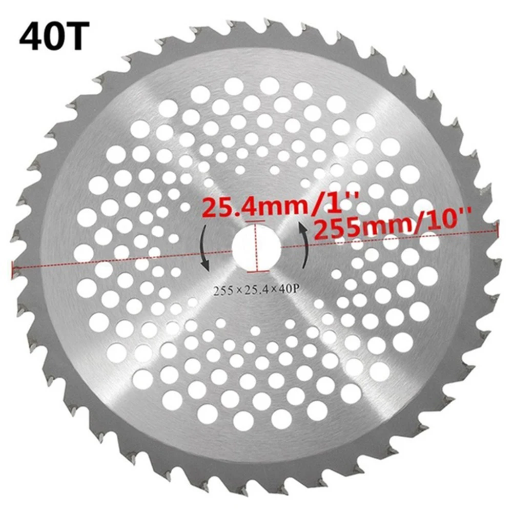 25.4mm Carbide Tip Blade Brush Cutter Blade Circular Saw Blade Rotary 10'' 40 Teeth Bore Dia for Brush Cutter Trimmer
