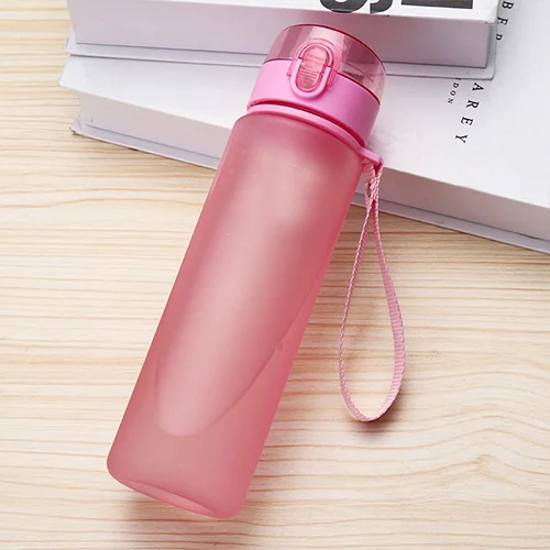 Frosted pink 400 560 800 1000 мл многоцветная креативная пластиковая бутылка для воды для спорта на открытом воздухе герметичная чашка для прогулок и путешествий предметы домашнего обихода - Цвет: Frosted pink