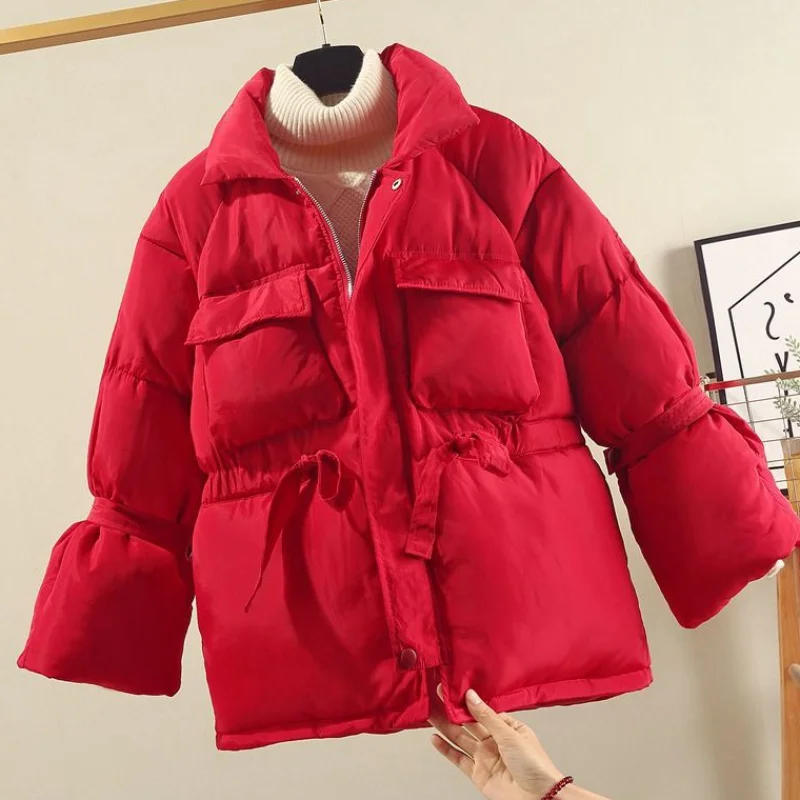 WHITNEY WANG Parkas зимняя модная уличная Одноцветный мешок Парка женская хлопковая стеганая куртка